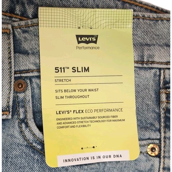 Levis 511 Jeans Mens Size 30x34 Blue Distressed Cotton Blend Slim Fit NEW NWT - Picture 15 of 16